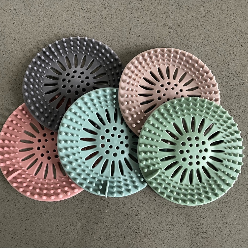 NEW Hair Catcher Durable Silicone Hair Stopper Shower Drain Covers 5 Pack